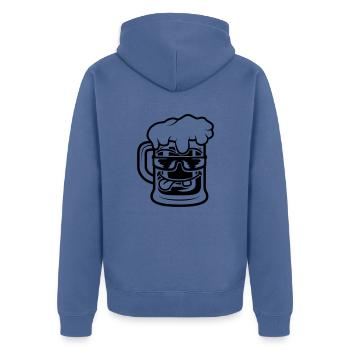 Mug de bière Cool Face - Veste à capuche bio Premium Unisexe - bleu pigeon - Dos - Nico (187cm)