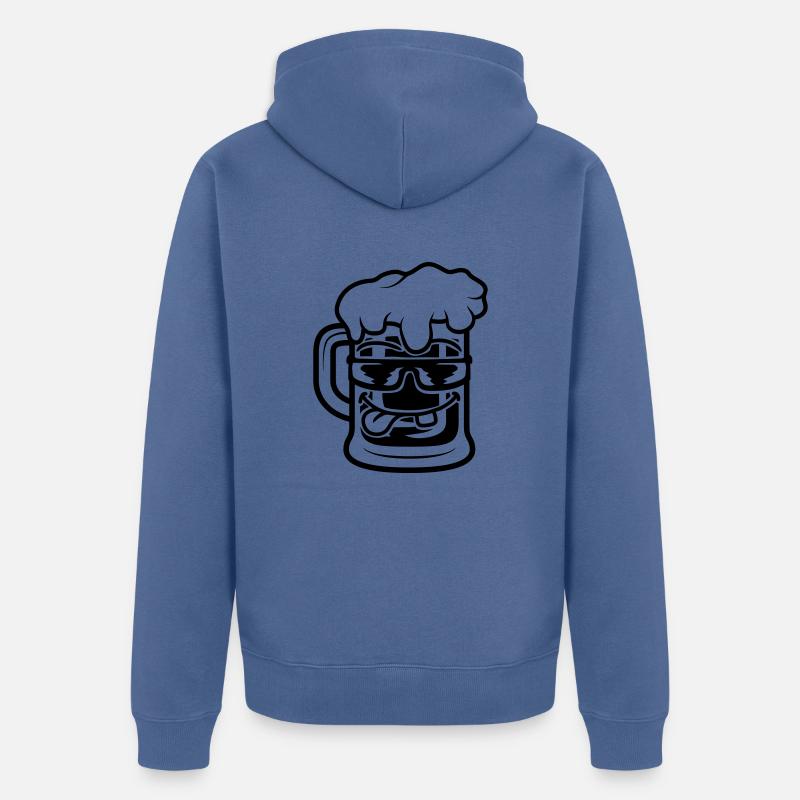 Mug de bière Cool Face - Veste à capuche bio Premium Unisexe - bleu pigeon