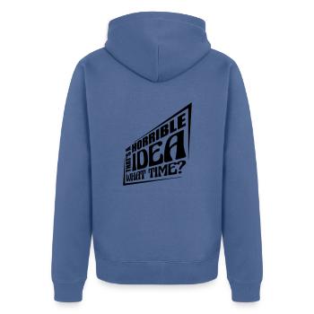 Thats a horrible Idea - Unisex Premium Organic Zip Hoodie - stone blue - Back - Nico (187cm)
