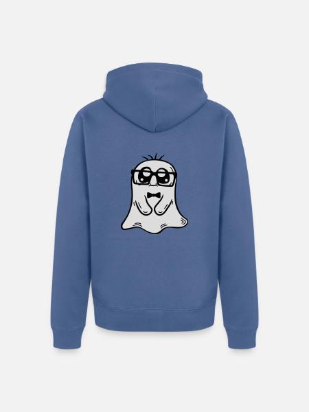 Little Nerd Ghost Comic - Unisex Premium Organic Zip Hoodie - stone blue