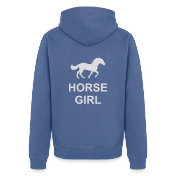 Citation de fille de cheval disant - Veste à capuche bio Premium Unisexe - bleu pigeon - Dos - Nico (187cm)