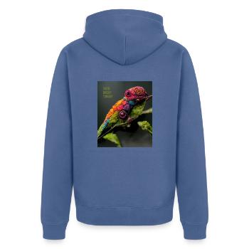 Briller à la lueur des étoiles - un slogan positif - Veste à capuche bio Premium Unisexe - bleu pigeon - Dos - Nico (187cm)