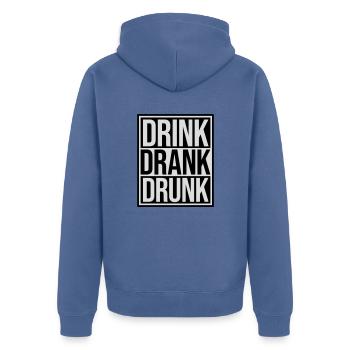 drink drank drunk Zitat - Unisex Premium Bio Zip Hoodie - Taubenblau - Hinten - Nico (187cm)