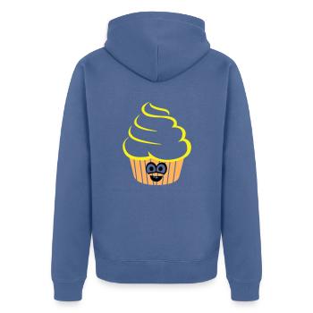 Cupcake Funny - Unisex Premium Organic Zip Hoodie - stone blue - Back - Nico (187cm)