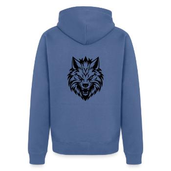 Wolf - Unisex Premium Bio Zip Hoodie - Taubenblau - Hinten - Nico (187cm)