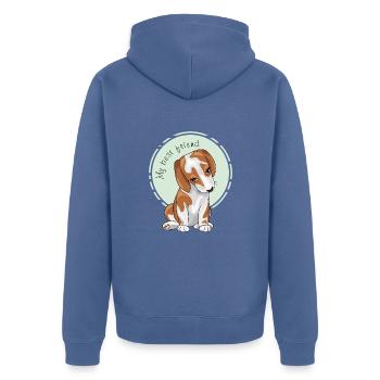 Le chiot timide et mignon est mon meilleur ami - Veste à capuche bio Premium Unisexe - bleu pigeon - Dos - Nico (187cm)