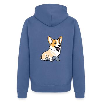Corgi - Pet Dog Sticker - Unisex Premium Bio Zip Hoodie - Taubenblau - Hinten - Nico (187cm)