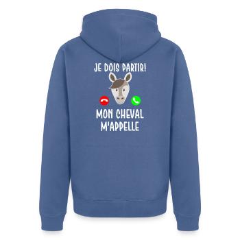 Mon cheval m'appelle - Veste à capuche bio Premium Unisexe - bleu pigeon - Dos - Nico (187cm)