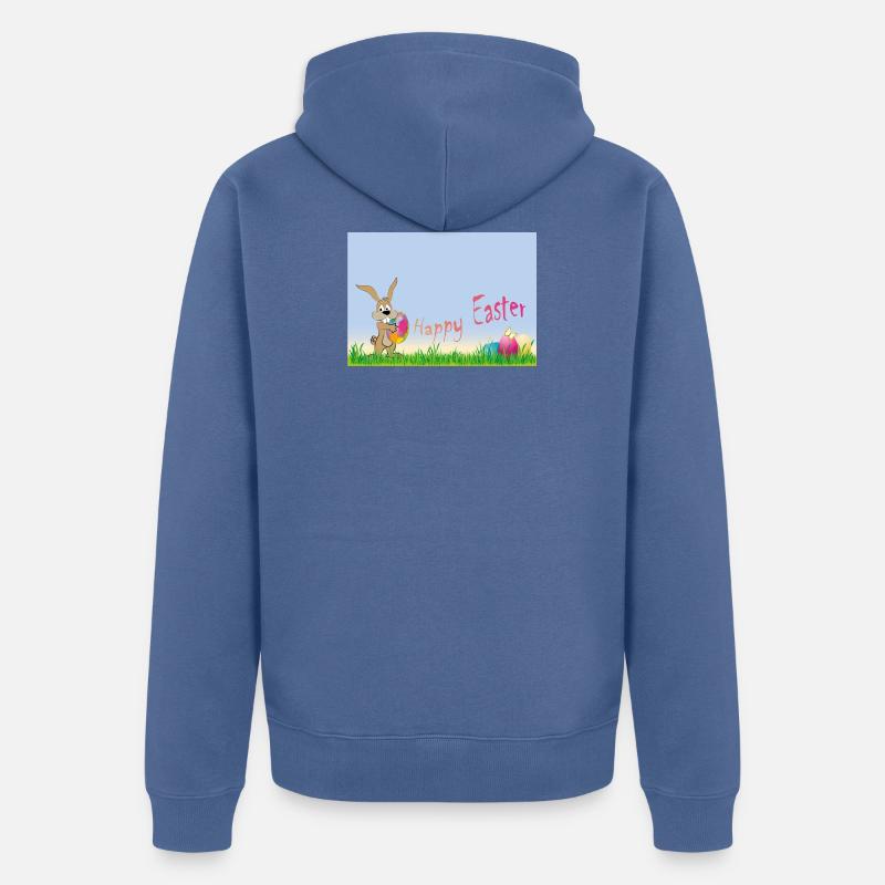 Joyeuses Pâques - Veste à capuche bio Premium Unisexe - bleu pigeon