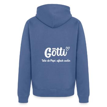 Götti wie de Papi bescht Götti Patenonkel Schweiz - Unisex Premium Bio Zip Hoodie - Taubenblau - Hinten - Nico (187cm)