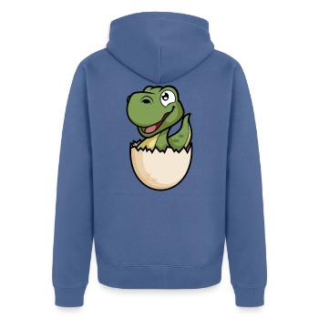 Dino Baby im Ei Lustiger Dinosaurier - Unisex Premium Organic Zip Hoodie - stone blue - Back - Nico (187cm)