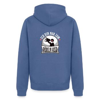 Ich bin nur zum pöbeln hier - Unisex Premium Bio Zip Hoodie - Taubenblau - Hinten - Nico (187cm)