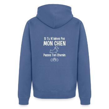 Mon Chien ne veut pas - Veste à capuche bio Premium Unisexe - bleu pigeon - Dos - Nico (187cm)