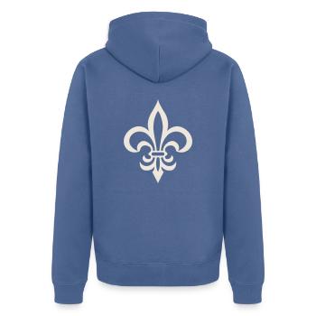 Sauberes Logo der französischen Lilie - Unisex Premium Bio Zip Hoodie - Taubenblau - Hinten - Nico (187cm)