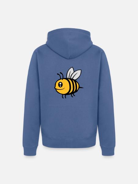 Cute little cartoon bee - Unisex Premium Organic Zip Hoodie - stone blue