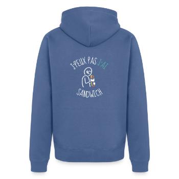 j'peux pas j'ai sandwich idée cadeau humour - Veste à capuche bio Premium Unisexe - bleu pigeon - Dos - Nico (187cm)