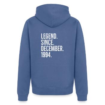Légende depuis décembre 1994 - Veste à capuche bio Premium Unisexe - bleu pigeon - Dos - Nico (187cm)