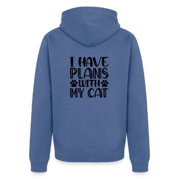I Have Plans With My Cats - Unisex Premium Organic Zip Hoodie - stone blue - Back - Nico (187cm)