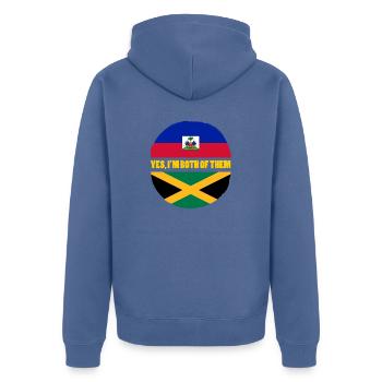 Haiti Haitian Jamaica Combination I Gift - Unisex Premium Organic Zip Hoodie - stone blue - Back - Nico (187cm)