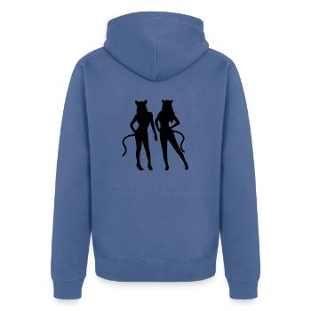 Team 2 Katzen - Unisex Premium Bio Zip Hoodie - Taubenblau - Hinten - Nico (187cm)
