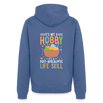 Stricken ist eine Lebenseinstellung - Unisex Premium Bio Zip Hoodie - Taubenblau - Hinten - Nico (187cm)