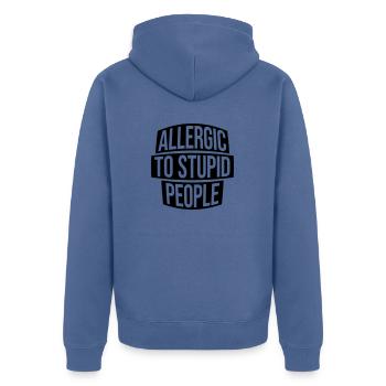 Lettering Stupid People - Unisex Premium Organic Zip Hoodie - stone blue - Back - Nico (187cm)