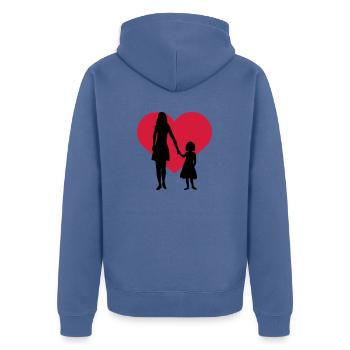 Enfant Fille Maman - Veste à capuche bio Premium Unisexe - bleu pigeon - Dos - Nico (187cm)