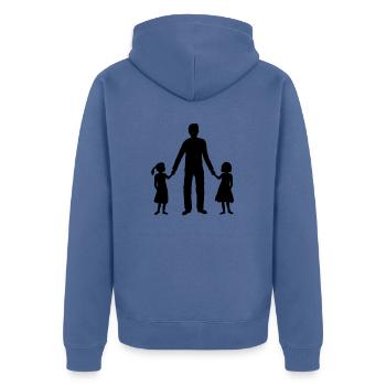 2 Daughters Papa Team - Unisex Premium Organic Zip Hoodie - stone blue - Back - Nico (187cm)