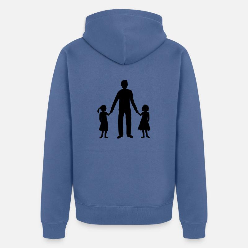 2 Töchter Papa Team - Unisex Premium Bio Zip Hoodie - Taubenblau