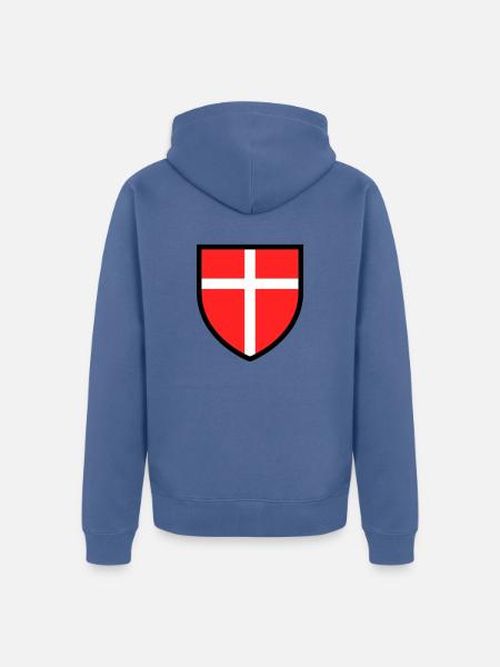 Blason croix blanche sur fond rouge - Veste à capuche bio Premium Unisexe - bleu pigeon