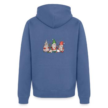 Cute Xmas Gnomes In Plaid Hats, Christmas Gnomes - Unisex Premium Organic Zip Hoodie - stone blue - Back - Nico (187cm)