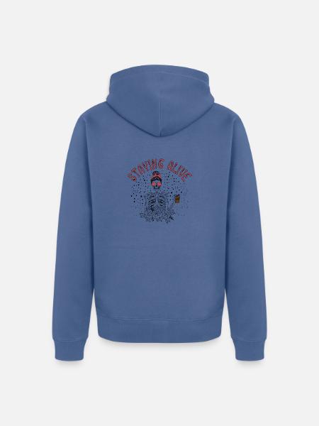 Am Leben bleiben, am Leben bleiben Skelett Kaffee trinken - Unisex Premium Bio Zip Hoodie - Taubenblau