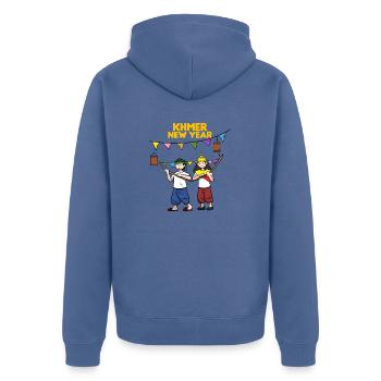 Kambodscha Khmer Neujahr Choul Chnam I Geschenk - Unisex Premium Bio Zip Hoodie - Taubenblau - Hinten - Nico (187cm)