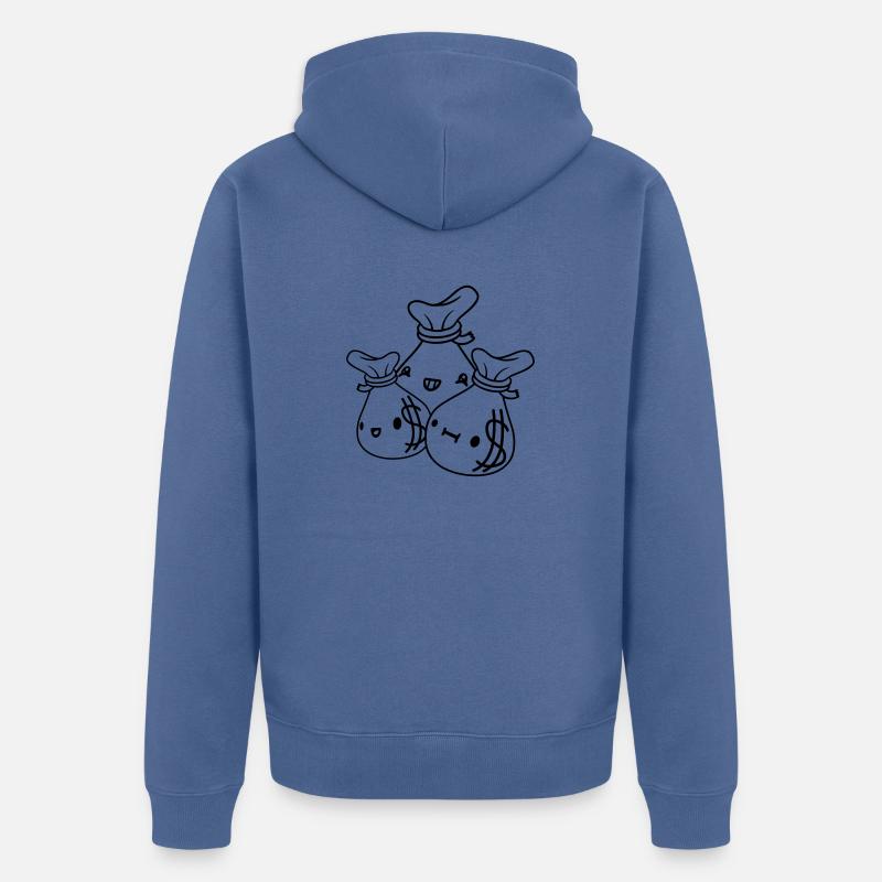 Comic Geldsäcke Freunde Team - Unisex Premium Bio Zip Hoodie - Taubenblau