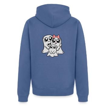 Enfant Parents Fantômes Couple - Veste à capuche bio Premium Unisexe - bleu pigeon - Dos - Nico (187cm)
