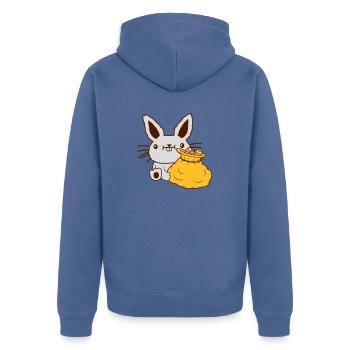 Lapin de Pâques grand sac d’oeufs - Veste à capuche bio Premium Unisexe - bleu pigeon - Dos - Nico (187cm)