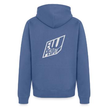 ew people lustiges Zitat - Unisex Premium Bio Zip Hoodie - Taubenblau - Hinten - Nico (187cm)