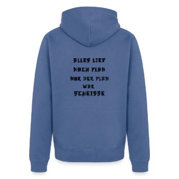 Alles lief nach Plan nur der Plan war Scheiße - Unisex Premium Bio Zip Hoodie - Taubenblau - Hinten - Nico (187cm)
