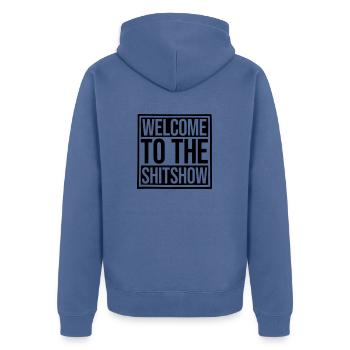 Drôle de dire Shitshow - Veste à capuche bio Premium Unisexe - bleu pigeon - Dos - Nico (187cm)