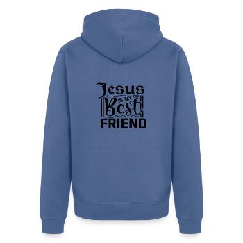 Jésus est mon meilleur ami - Veste à capuche bio Premium Unisexe - bleu pigeon - Dos - Nico (187cm)