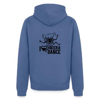 Beer and Dance Love - Unisex Premium Organic Zip Hoodie - stone blue - Back - Nico (187cm)