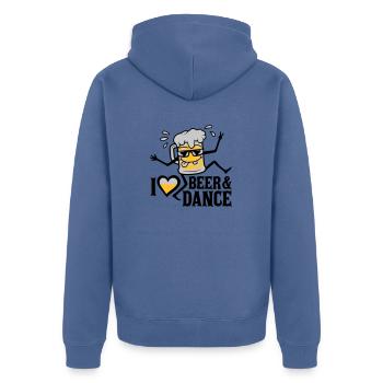 Love Beer and Dance - Unisex Premium Organic Zip Hoodie - stone blue - Back - Nico (187cm)