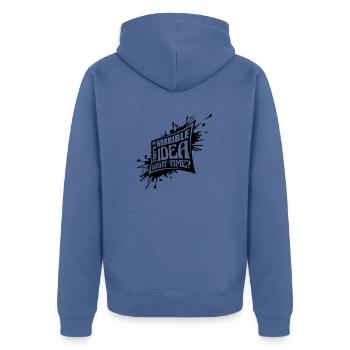 Thats a horrible Idea - Unisex Premium Organic Zip Hoodie - stone blue - Back - Nico (187cm)