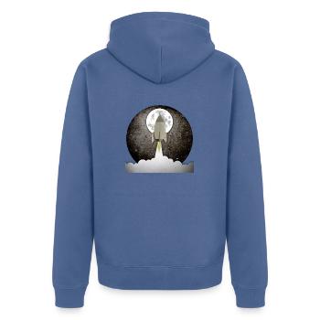 Runder alter Raketenhintergrund - Unisex Premium Bio Zip Hoodie - Taubenblau - Hinten - Nico (187cm)