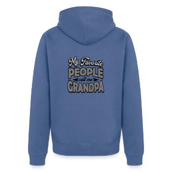 People Call Me Grandpa - Unisex Premium Organic Zip Hoodie - stone blue - Back - Nico (187cm)