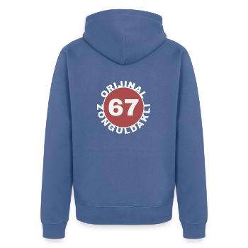 Zonguldak - Unisex Premium Bio Zip Hoodie - Taubenblau - Hinten - Nico (187cm)