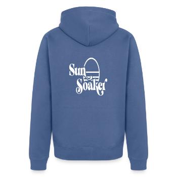 Sun Soaker Sun Beach Holiday - Unisex Premium Organic Zip Hoodie - stone blue - Back - Nico (187cm)
