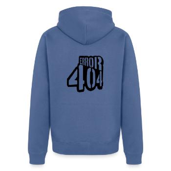 Problem Error 404 Meldung - Unisex Premium Bio Zip Hoodie - Taubenblau - Hinten - Nico (187cm)