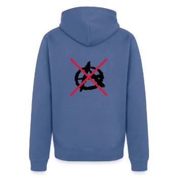 No anarchy symbol logo - Unisex Premium Organic Zip Hoodie - stone blue - Back - Nico (187cm)