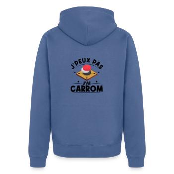 je peux pas j'ai carrom Idées cadeaux carrom - Veste à capuche bio Premium Unisexe - bleu pigeon - Dos - Nico (187cm)
